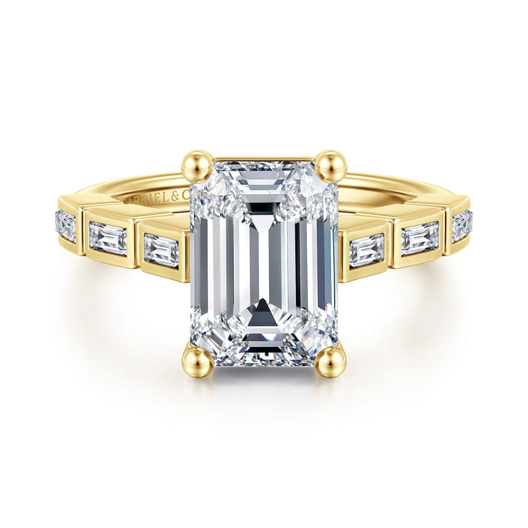 Tania - 14K Yellow Gold Emerald Cut Diamond Engagement Ring - 0.4 ct - Shot 1