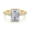 Tania - 14K Yellow Gold Emerald Cut Diamond Engagement Ring - 0.4 ct