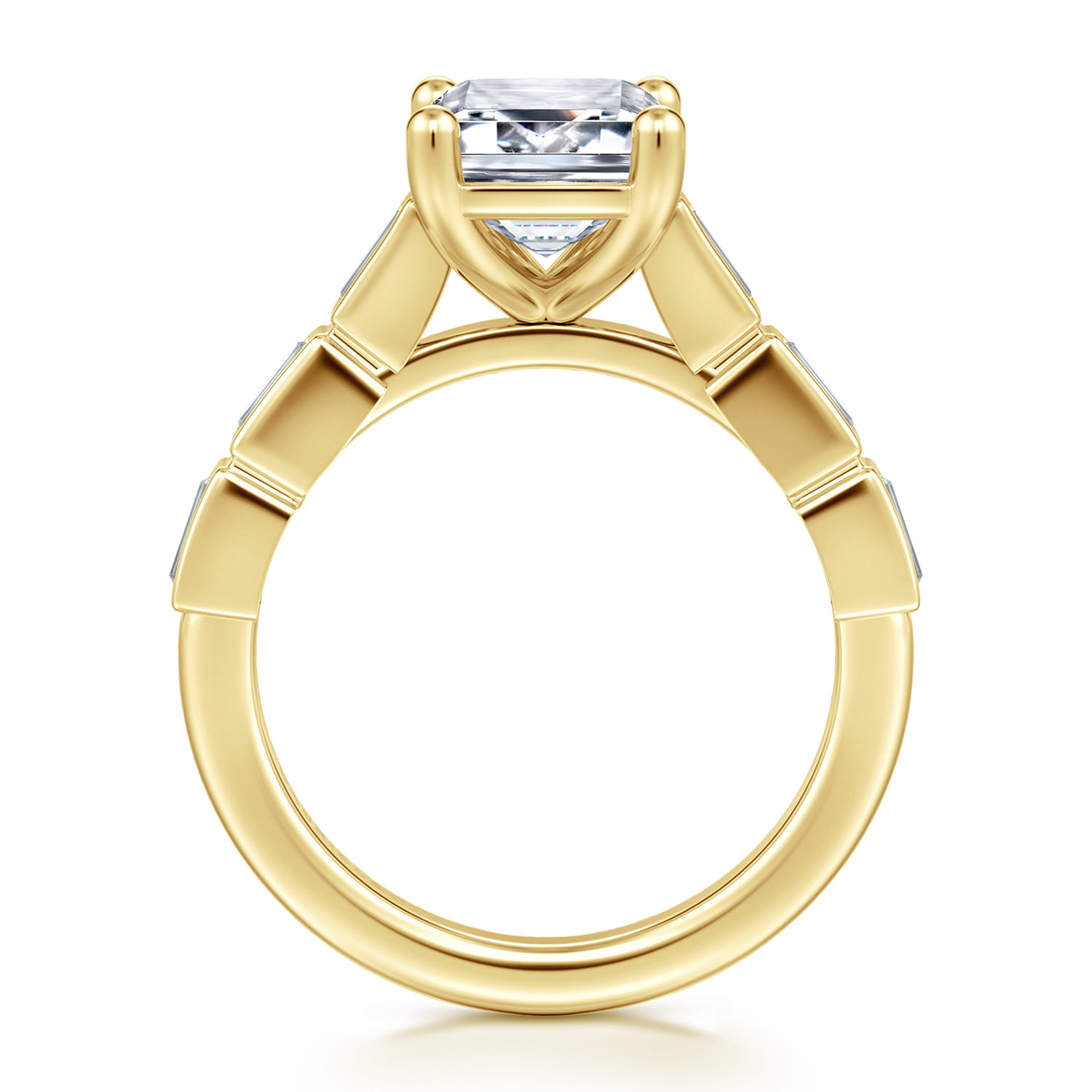 Tania - 14K Yellow Gold Emerald Cut Diamond Engagement Ring - 0.4 ct - Shot 2