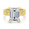 Caspia - Vintage Inspired 14K Yellow Gold Emerald Cut Diamond Engagement Ring - 0.1 ct