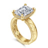 Caspia - Vintage Inspired 14K Yellow Gold Emerald Cut Diamond Engagement Ring - 0.1 ct