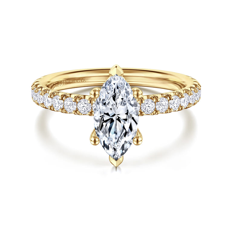 Amira - 14K Yellow Gold Marquise Shape Diamond Engagement Ring - 0.51 ct - Shot 1
