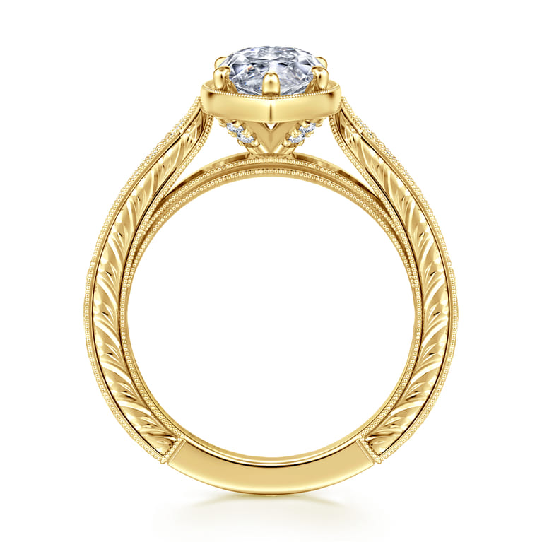 Heath - 14K Yellow Gold Marquise Shape Diamond Engagement Ring - 0.22 ct - Shot 2