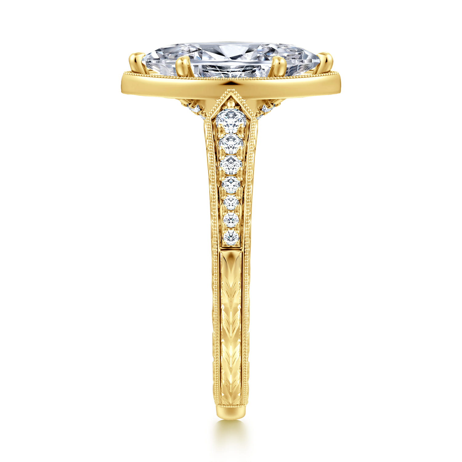 Heath - 14K Yellow Gold Marquise Shape Diamond Engagement Ring - 0.22 ct - Shot 4