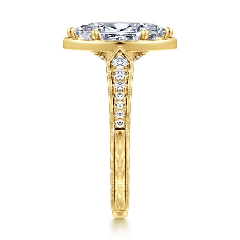 Heath - 14K Yellow Gold Marquise Shape Diamond Engagement Ring - 0.22 ct - Shot 4
