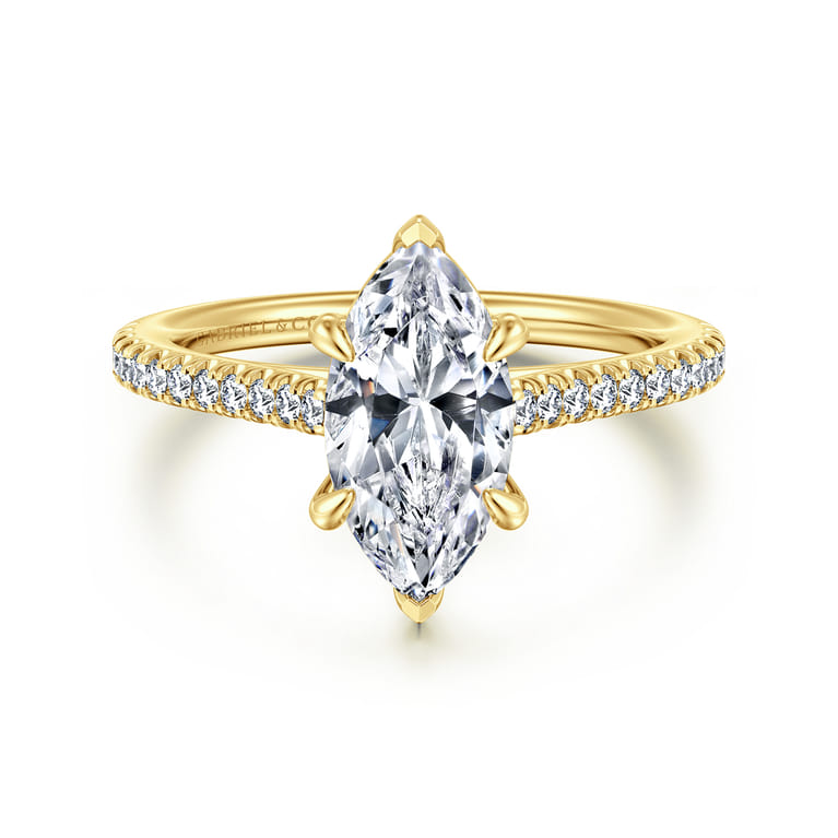 Abbie - 14K Yellow Gold Marquise Shape Diamond Engagement Ring - 0.21 ct - Shot 1