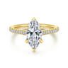 Abbie - 14K Yellow Gold Marquise Shape Diamond Engagement Ring - 0.21 ct