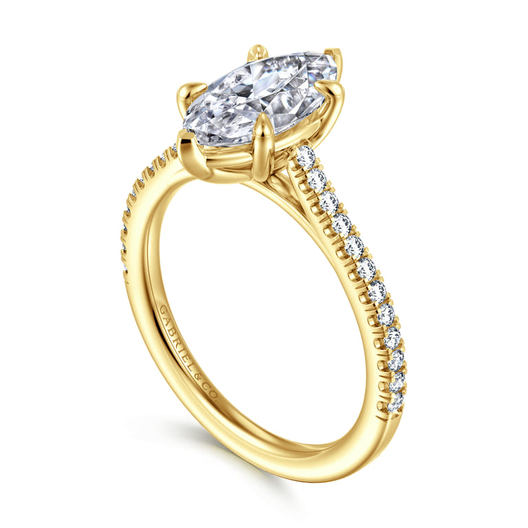 Abbie - 14K Yellow Gold Marquise Shape Diamond Engagement Ring - 0.21 ct - Shot 3
