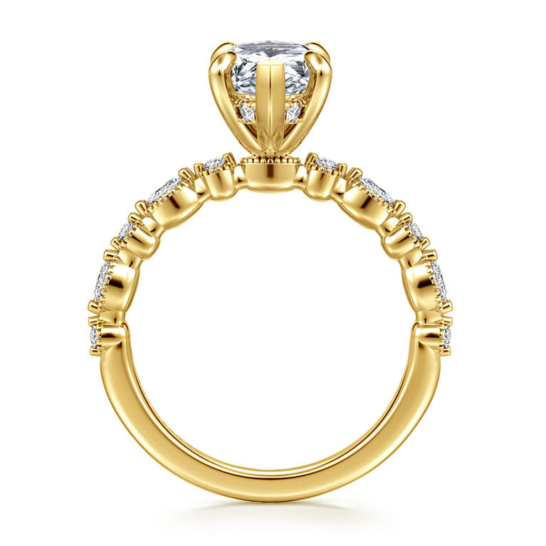 Lanna - 14K Yellow Gold Marquise Shape Diamond Engagement Ring - 0.25 ct - Shot 2