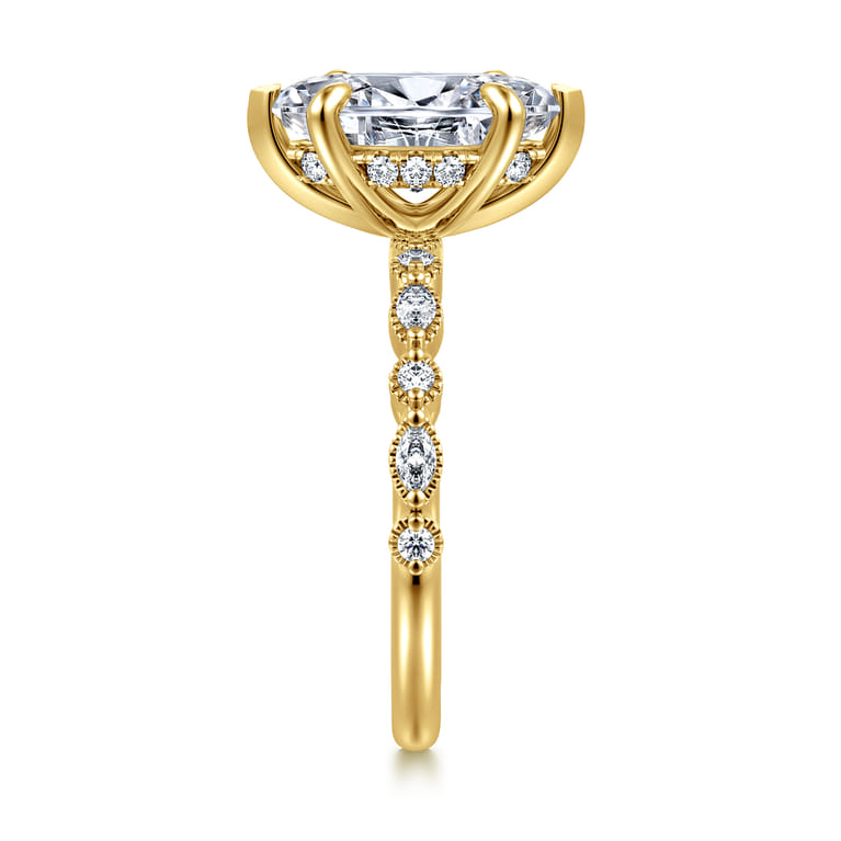Lanna - 14K Yellow Gold Marquise Shape Diamond Engagement Ring - 0.25 ct - Shot 4