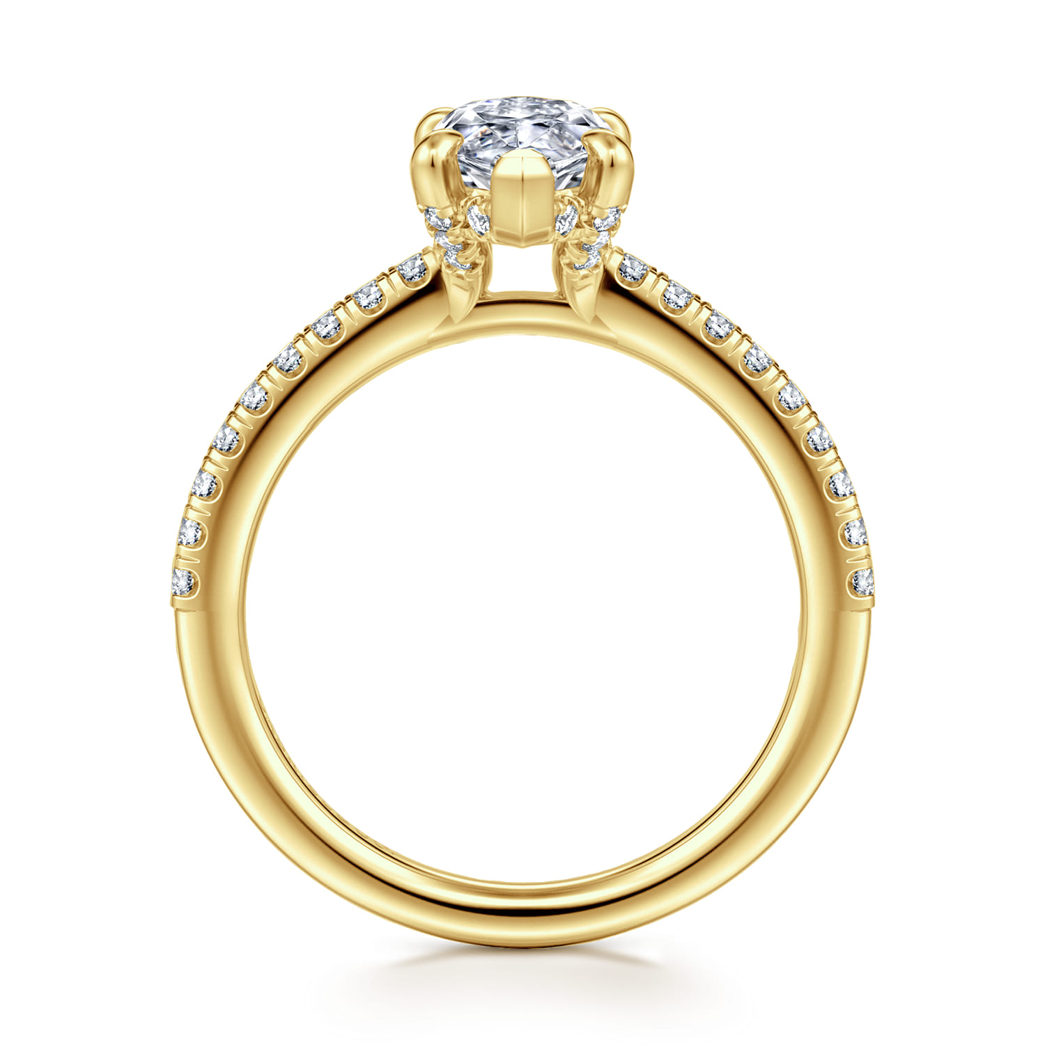 Franka - 14K Yellow Gold Marquise Shape Diamond Engagement Ring - 0.3 ct - Shot 2