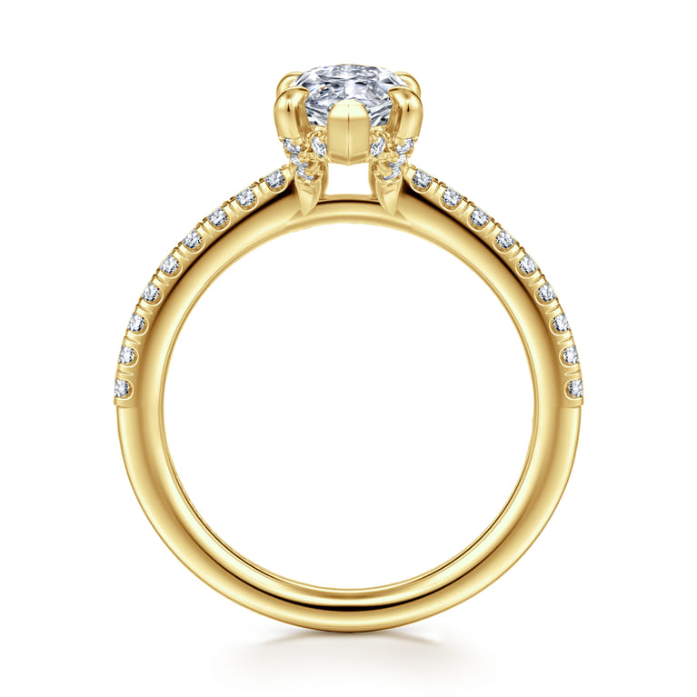 Franka - 14K Yellow Gold Marquise Shape Diamond Engagement Ring - 0.3 ct - Shot 2