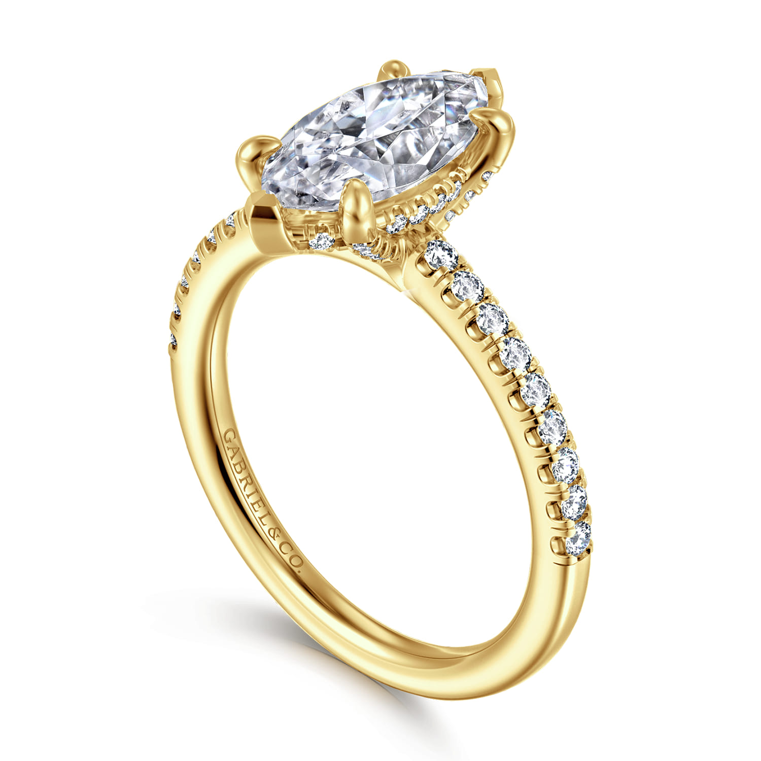 Franka - 14K Yellow Gold Marquise Shape Diamond Engagement Ring - 0.3 ct - Shot 3