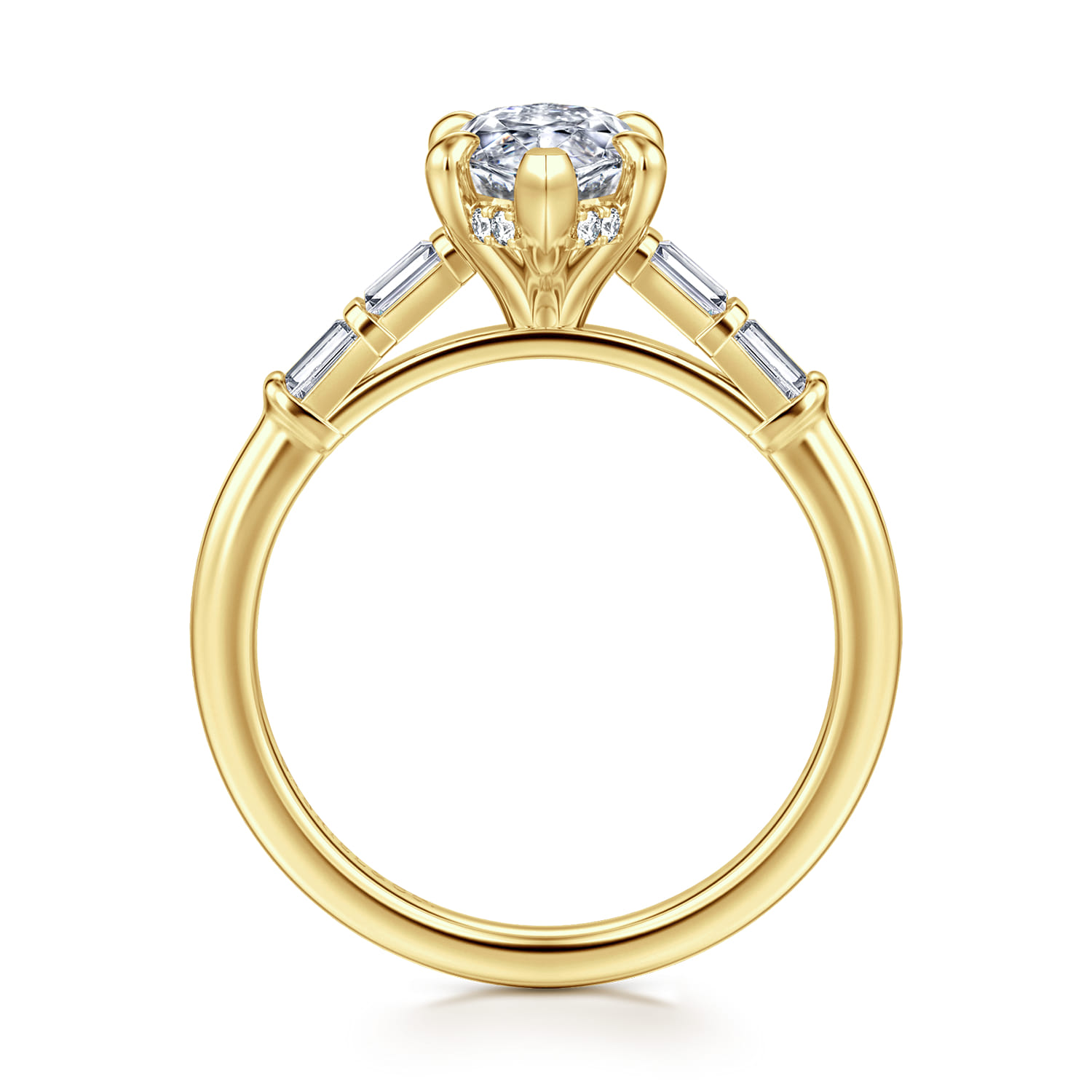 Eva - 14K Yellow Gold Marquise Shape Diamond Engagement Ring - 0.3 ct - Shot 2