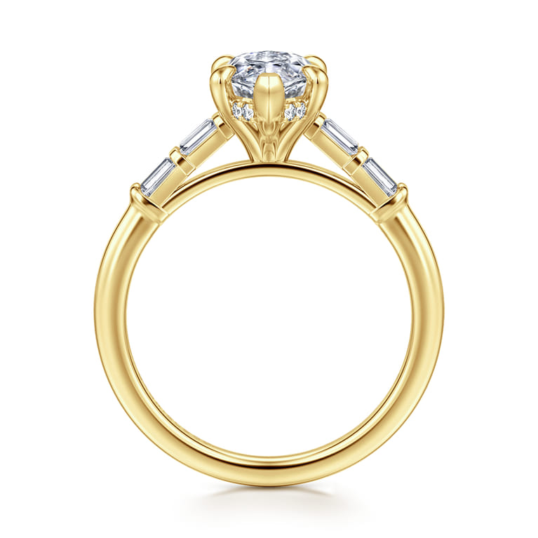 Eva - 14K Yellow Gold Marquise Shape Diamond Engagement Ring - 0.3 ct - Shot 2