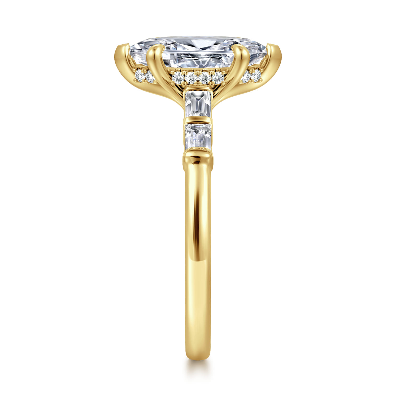 Eva - 14K Yellow Gold Marquise Shape Diamond Engagement Ring - 0.3 ct - Shot 4