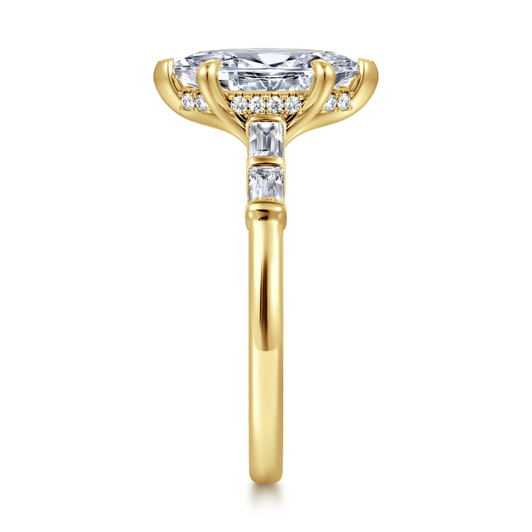 Eva - 14K Yellow Gold Marquise Shape Diamond Engagement Ring - 0.3 ct - Shot 4