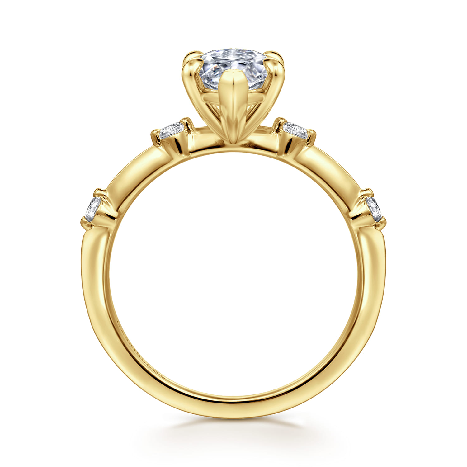 Frances - 14K Yellow Gold Marquise Shape Diamond Engagement Ring - 0.12 ct - Shot 2