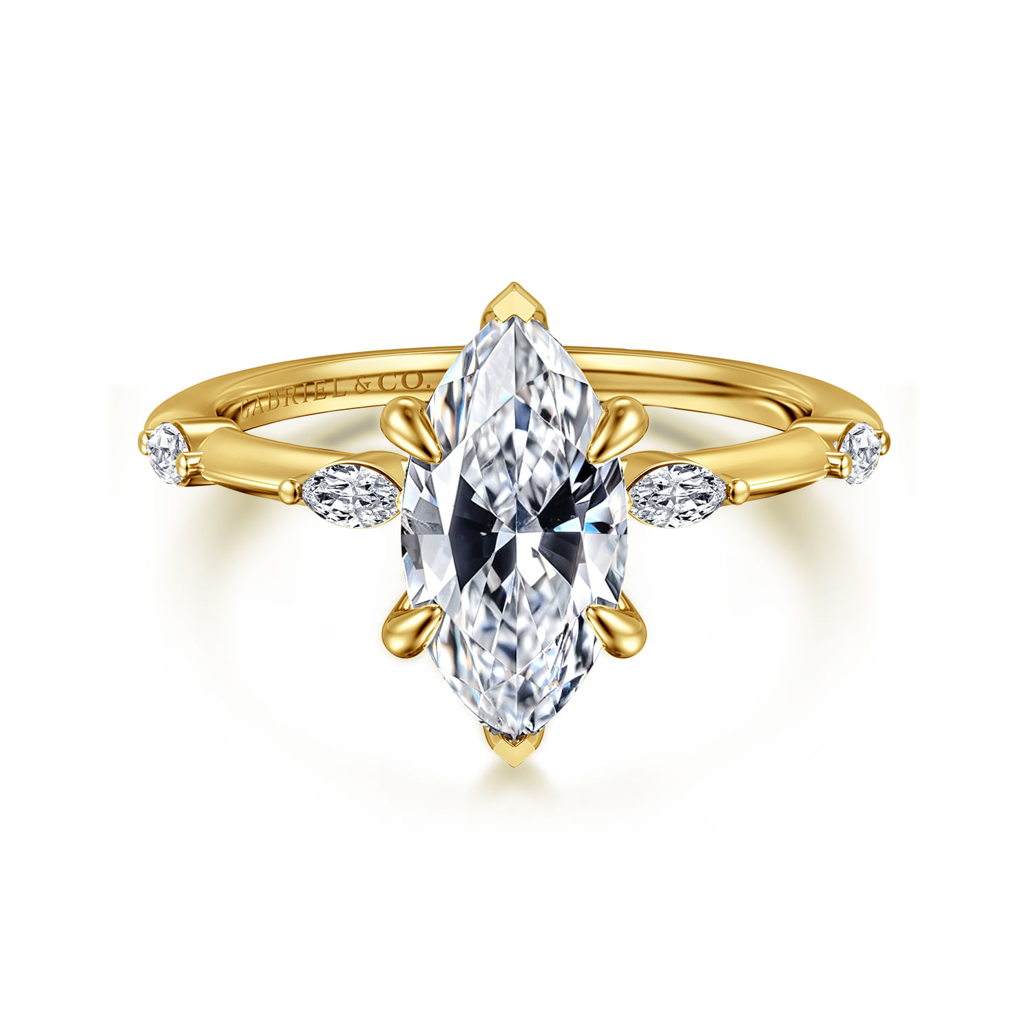 Marline - 14K Yellow Gold Marquise Shape Diamond Engagement Ring - 0.15 ct - Shot 1