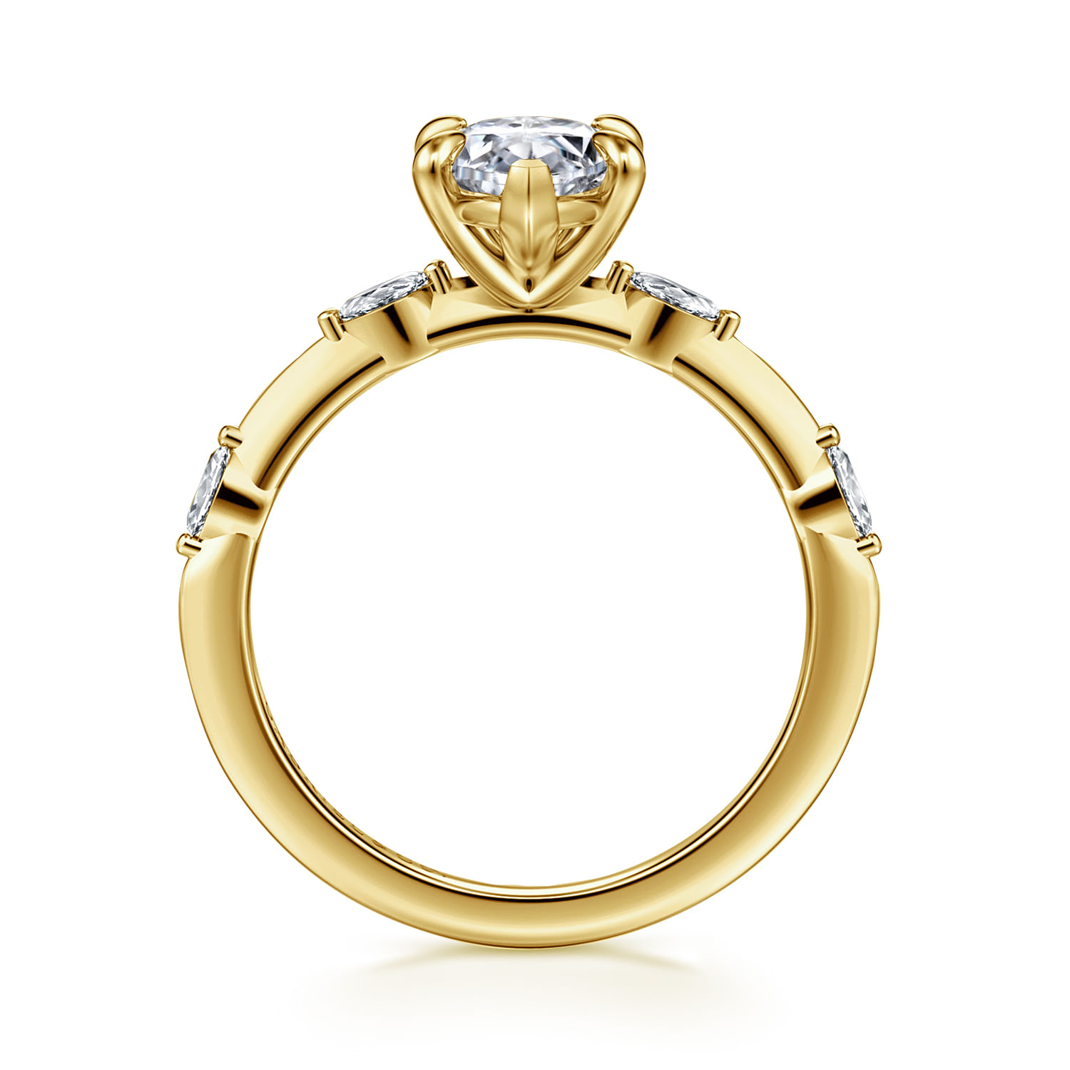 Marline - 14K Yellow Gold Marquise Shape Diamond Engagement Ring - 0.15 ct - Shot 2
