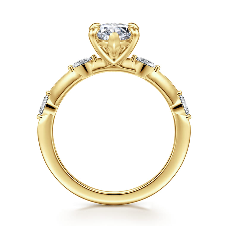 Marline - 14K Yellow Gold Marquise Shape Diamond Engagement Ring - 0.15 ct - Shot 2