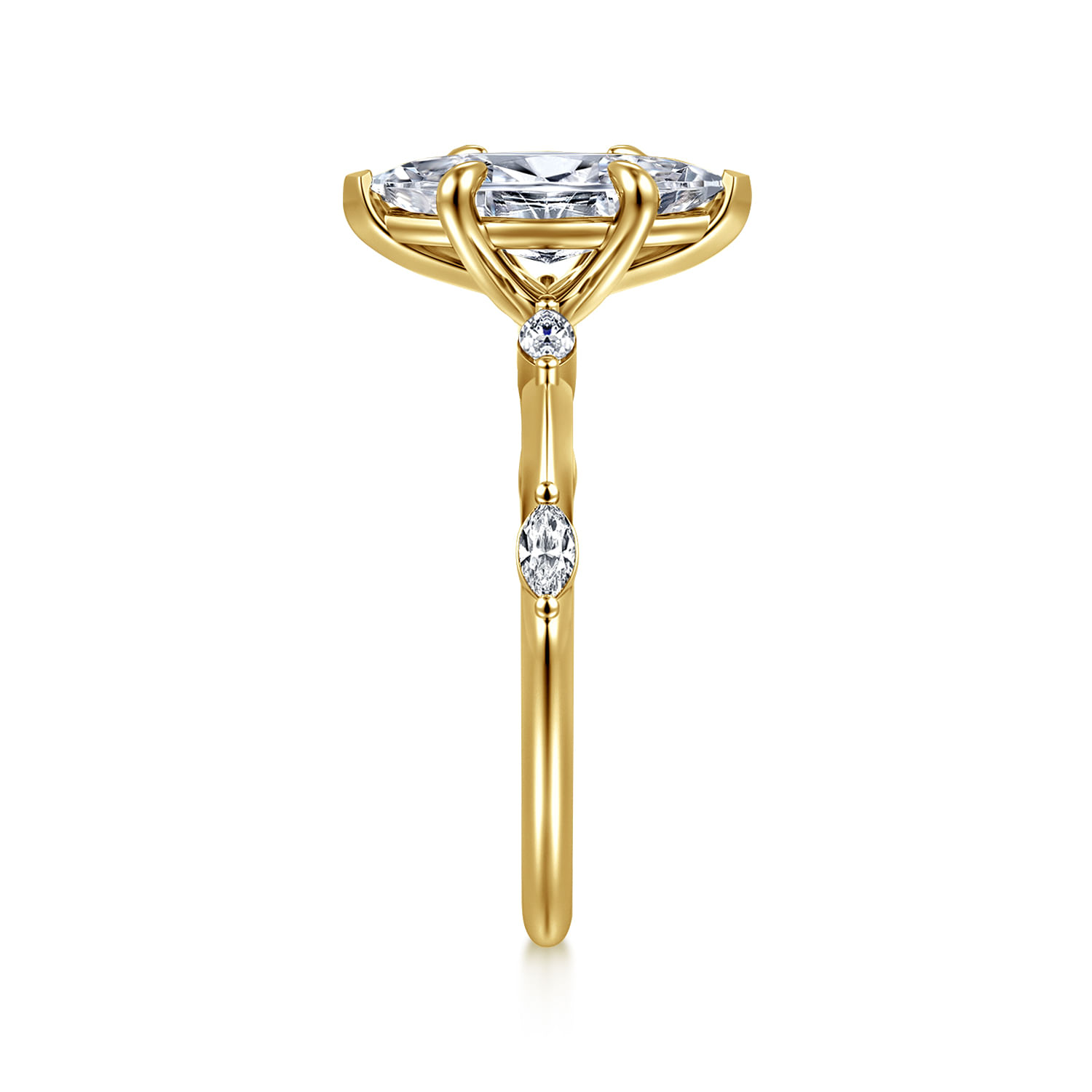 Marline - 14K Yellow Gold Marquise Shape Diamond Engagement Ring - 0.15 ct - Shot 4