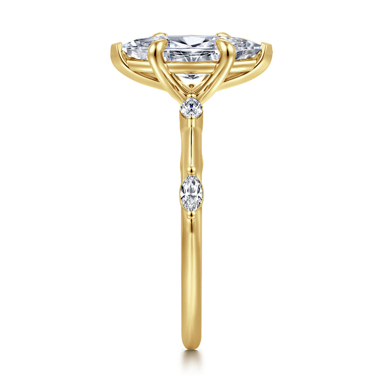 Marline - 14K Yellow Gold Marquise Shape Diamond Engagement Ring - 0.15 ct - Shot 4