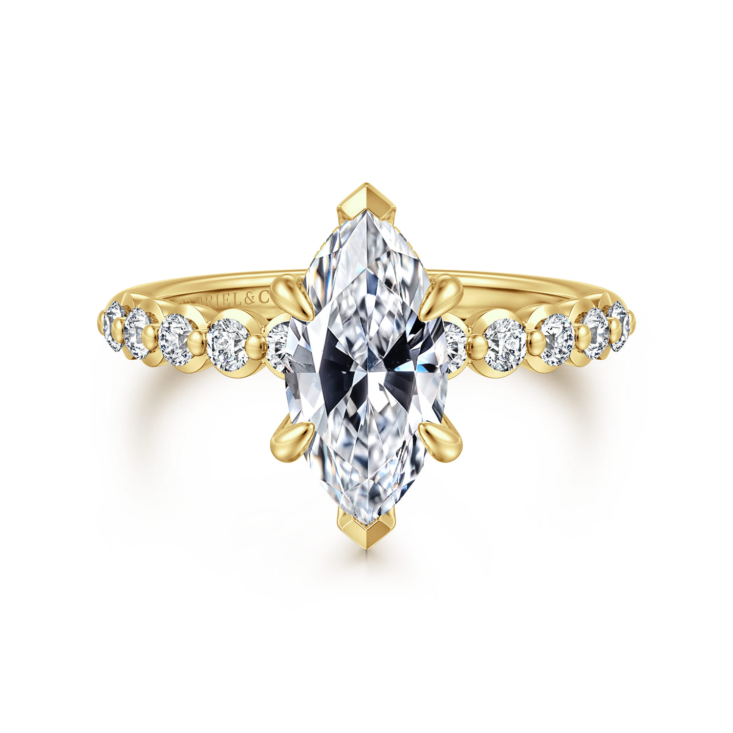 Kim - 14K Yellow Gold Marquise Shape Diamond Engagement Ring - 0.4 ct - Shot 1