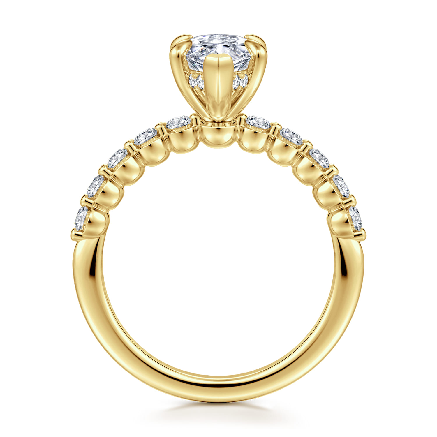 Kim - 14K Yellow Gold Marquise Shape Diamond Engagement Ring - 0.4 ct - Shot 2