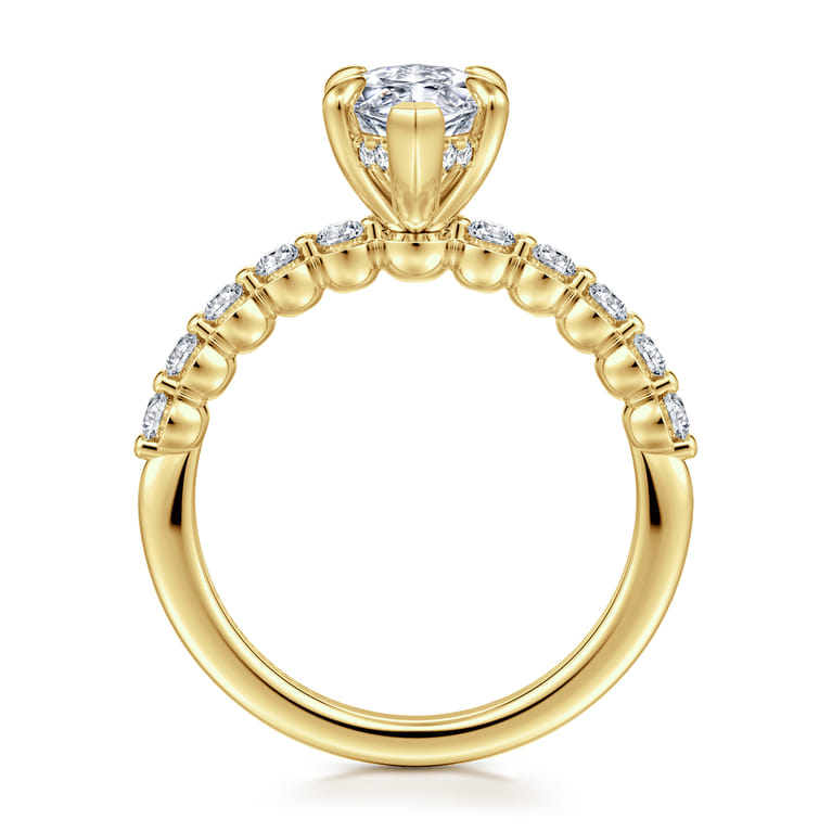 Kim - 14K Yellow Gold Marquise Shape Diamond Engagement Ring - 0.4 ct - Shot 2