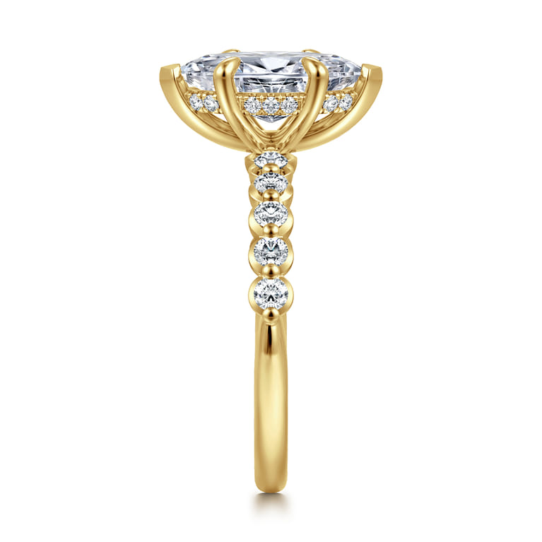 Kim - 14K Yellow Gold Marquise Shape Diamond Engagement Ring - 0.4 ct - Shot 4