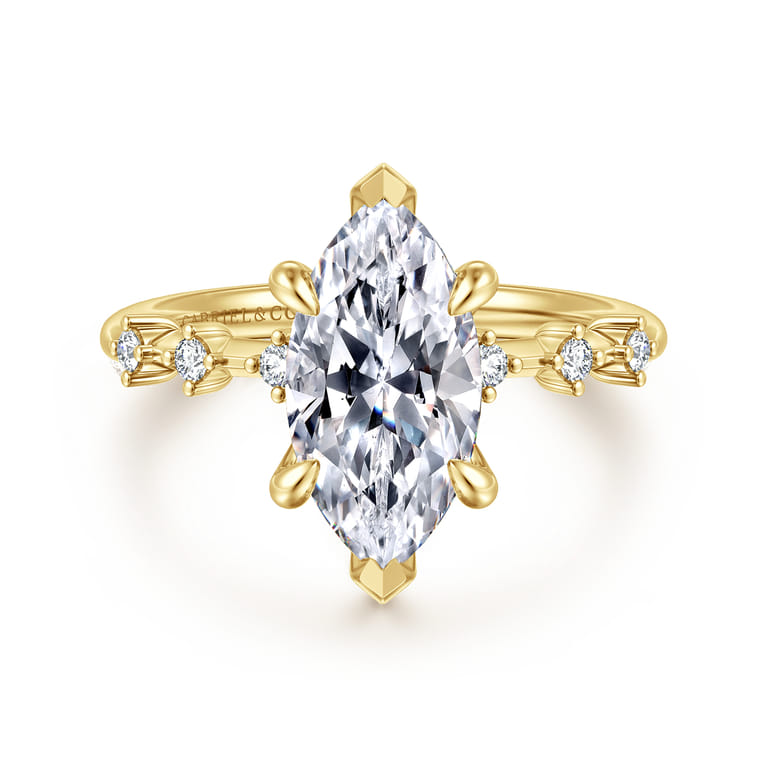 Joplin - 14K Yellow Gold Marquise Shape Diamond Engagement Ring - 0.17 ct - Shot 1