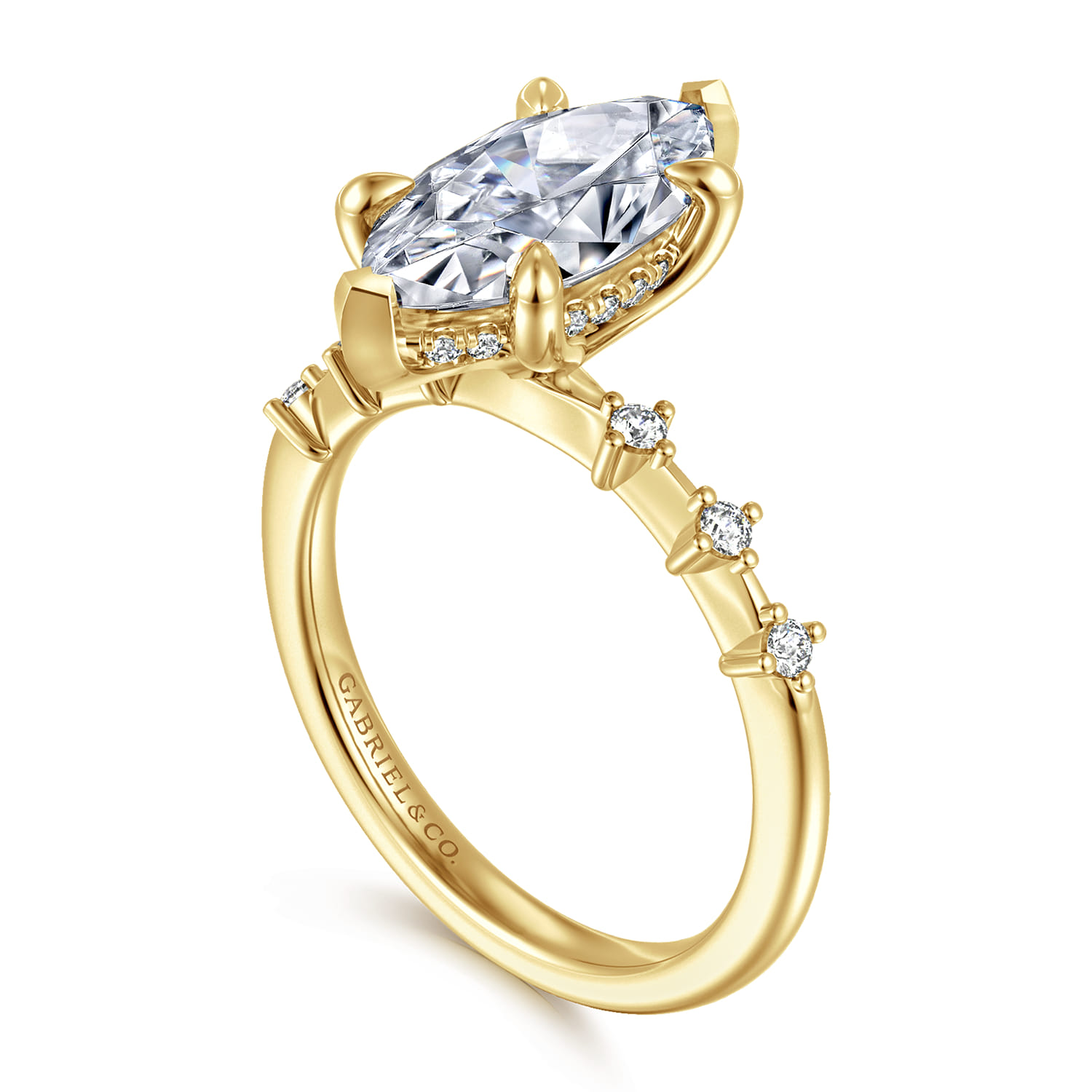 Joplin - 14K Yellow Gold Marquise Shape Diamond Engagement Ring - 0.17 ct - Shot 3