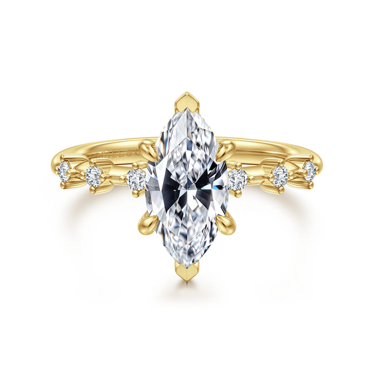 Joplin - 14K Yellow Gold Marquise Shape Diamond Engagement Ring - 0.16 ct - Shot 1