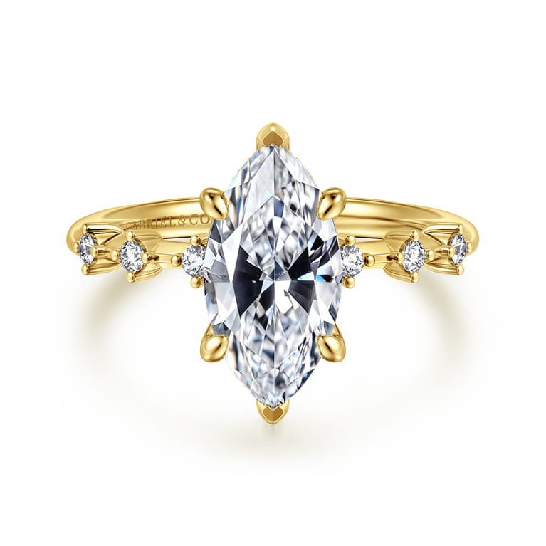 Joplin - 14K Yellow Gold Marquise Shape Diamond Engagement Ring - 0.17 ct - Shot 1