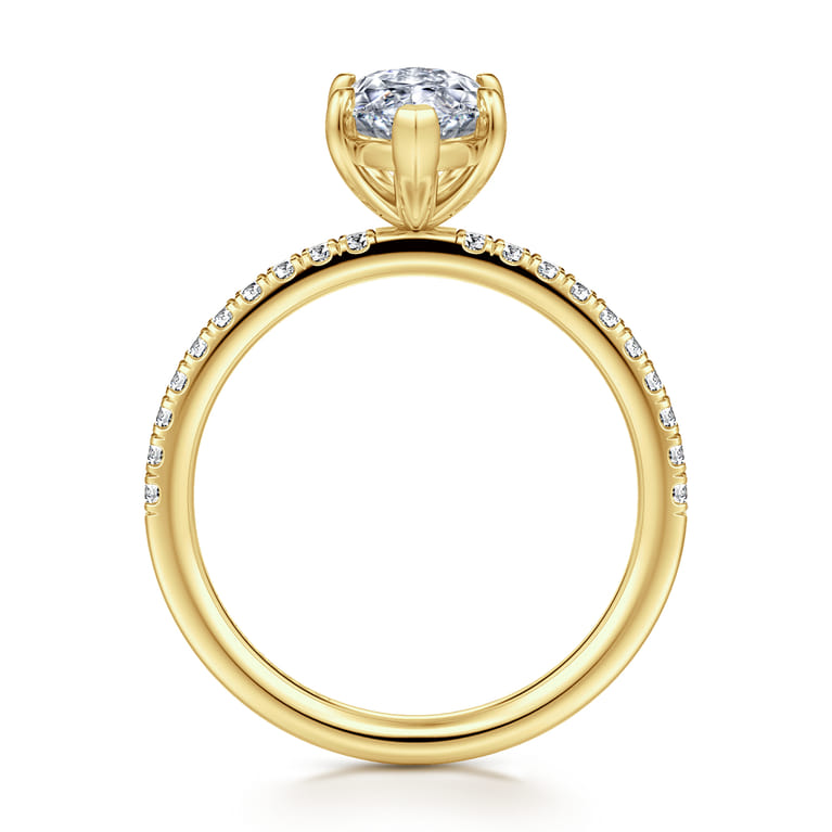 Twain - 14K Yellow Gold Marquise Shape Diamond Engagement Ring - 0.2 ct - Shot 2
