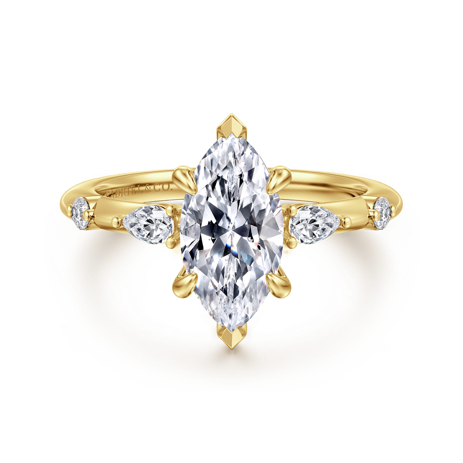 Carinna - 14K Yellow Gold Marquise Shape Diamond Engagement Ring - 0.23 ct - Shot 1