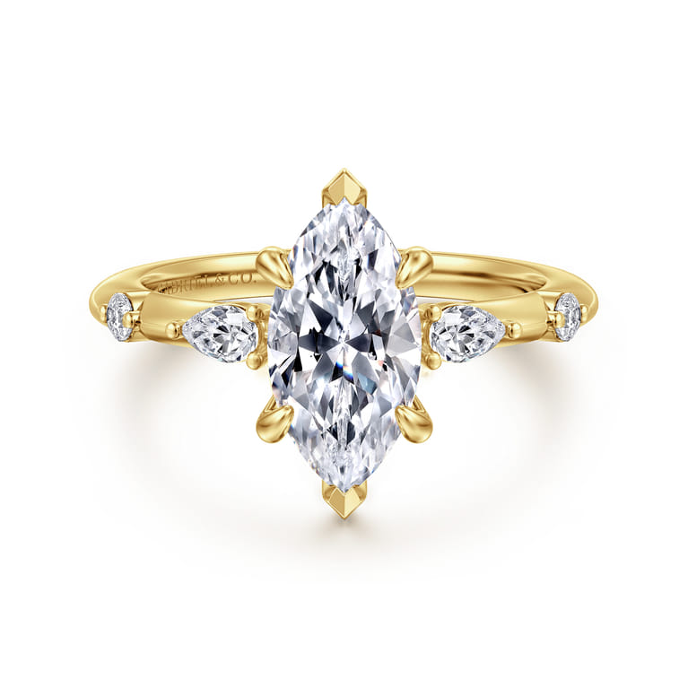 Carinna - 14K Yellow Gold Marquise Shape Diamond Engagement Ring - 0.23 ct - Shot 1