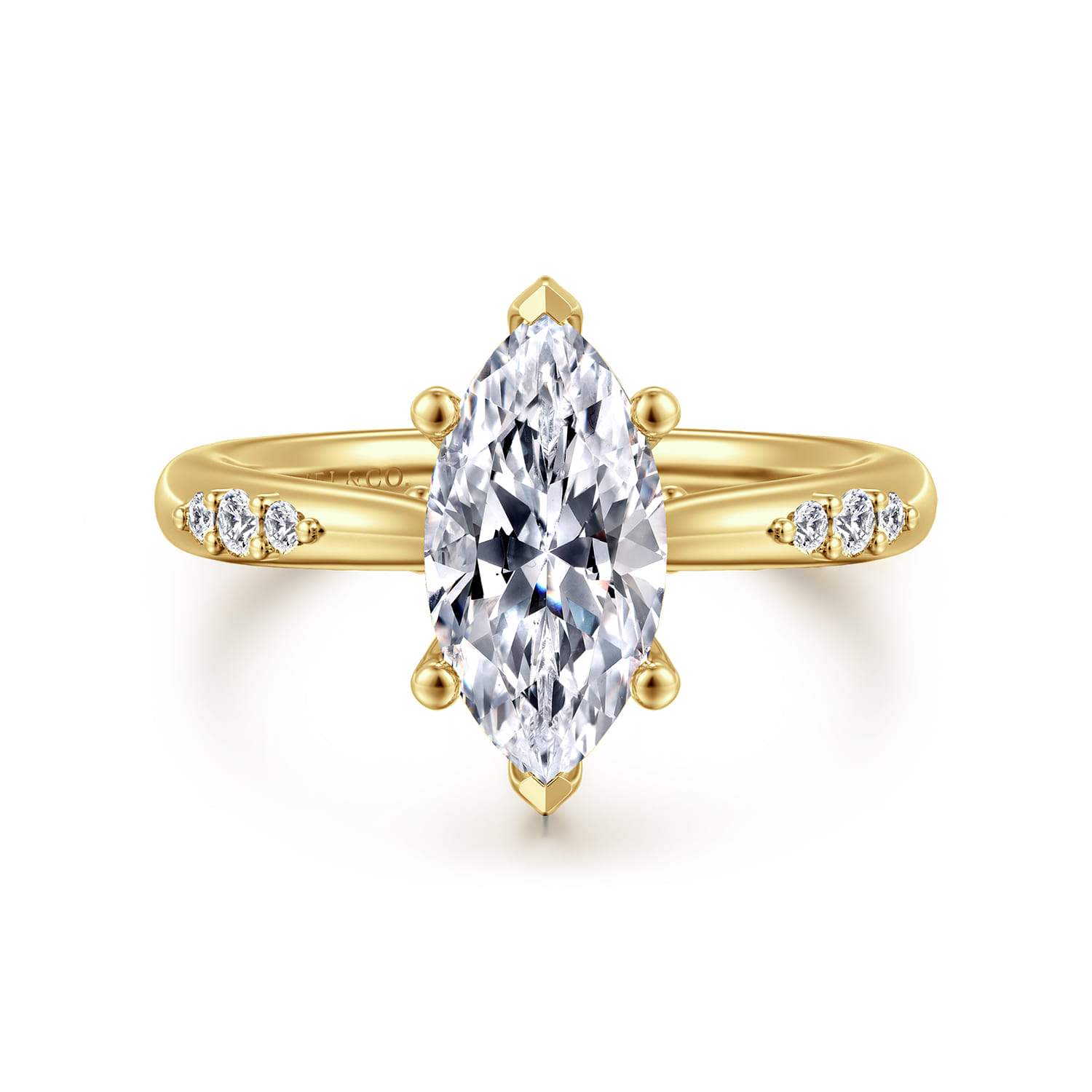 Carroline - 14K Yellow Gold Marquise Shape Diamond Engagement Ring - 0.15 ct - Shot 1
