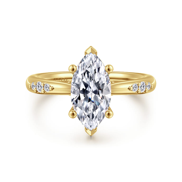 Carroline - 14K Yellow Gold Marquise Shape Diamond Engagement Ring - 0.15 ct - Shot 1