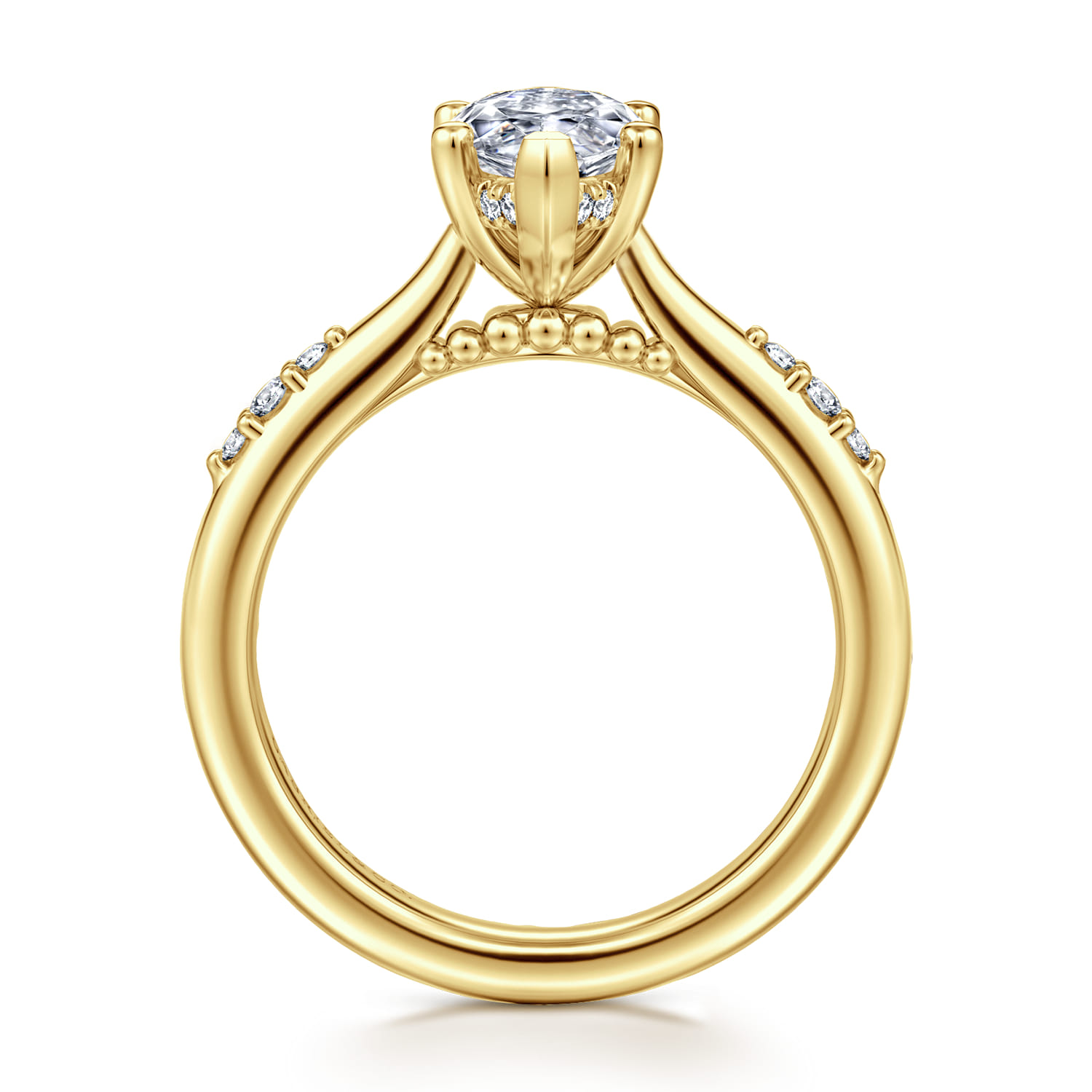 Carroline - 14K Yellow Gold Marquise Shape Diamond Engagement Ring - 0.15 ct - Shot 2