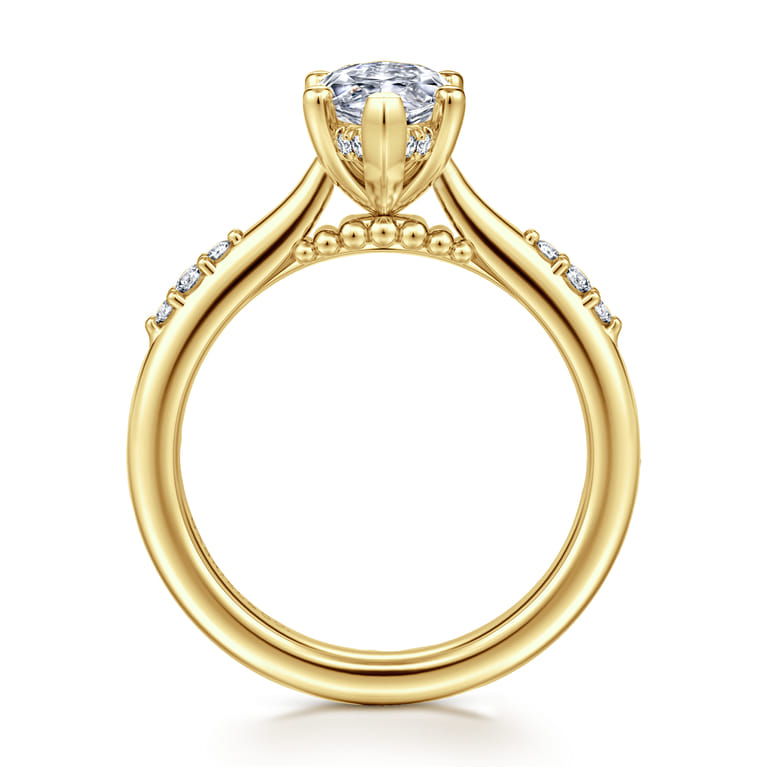 Carroline - 14K Yellow Gold Marquise Shape Diamond Engagement Ring - 0.15 ct - Shot 2