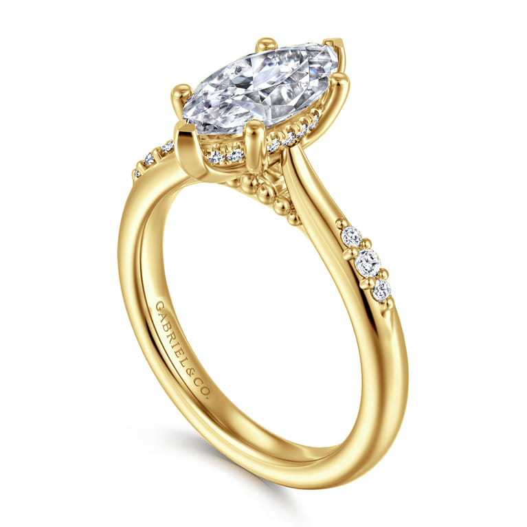 Carroline - 14K Yellow Gold Marquise Shape Diamond Engagement Ring - 0.15 ct - Shot 3