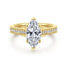 Favola - 14K Yellow Gold Marquise Shape Lotus Diamond Engagement Ring - 0.25 ct