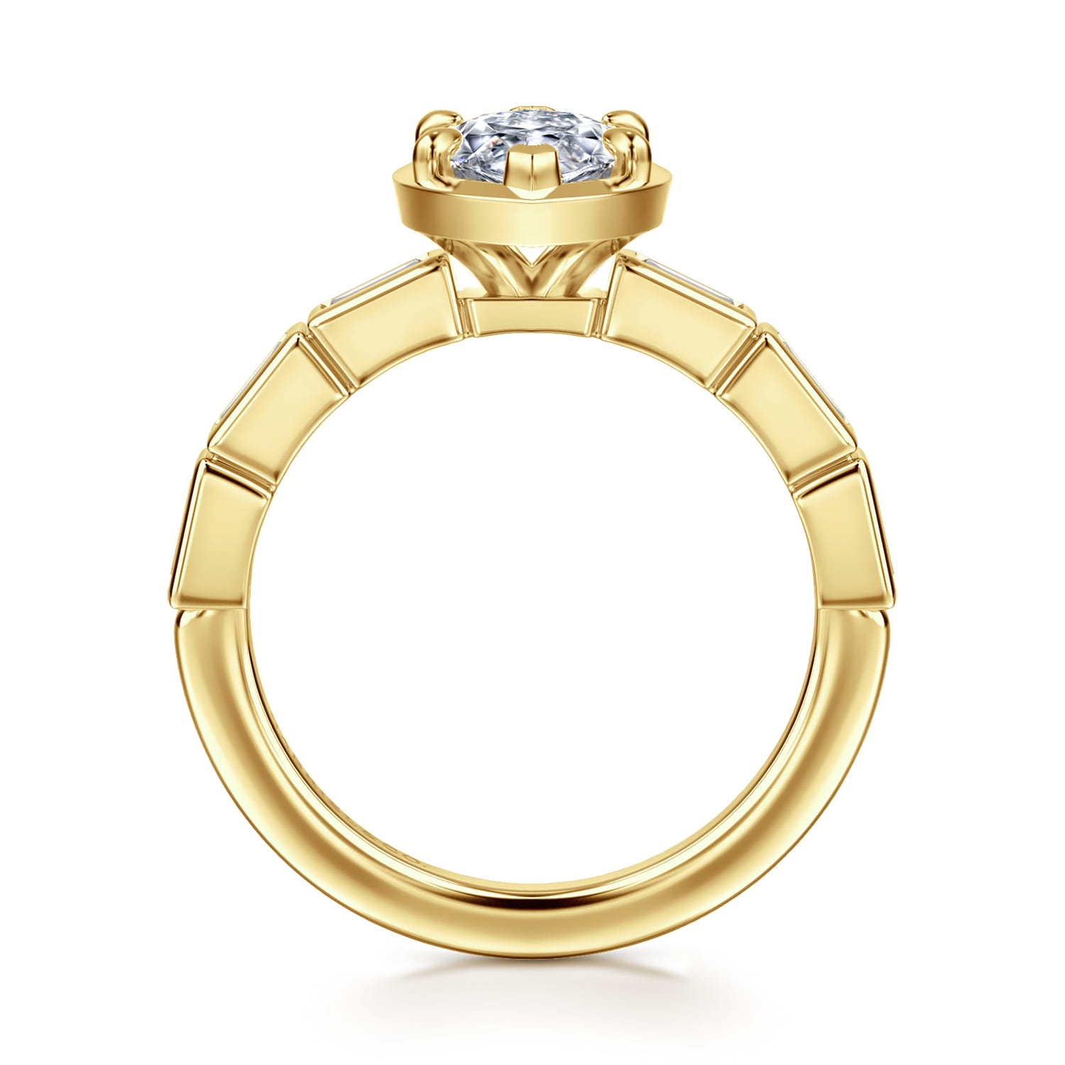 Delphe - 14K Yellow Gold Marquise Shape Diamond Engagement Ring - 0.4 ct - Shot 2