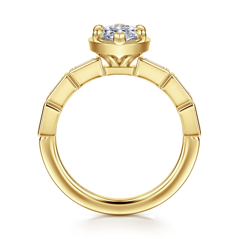 Delphe - 14K Yellow Gold Marquise Shape Diamond Engagement Ring - 0.4 ct - Shot 2