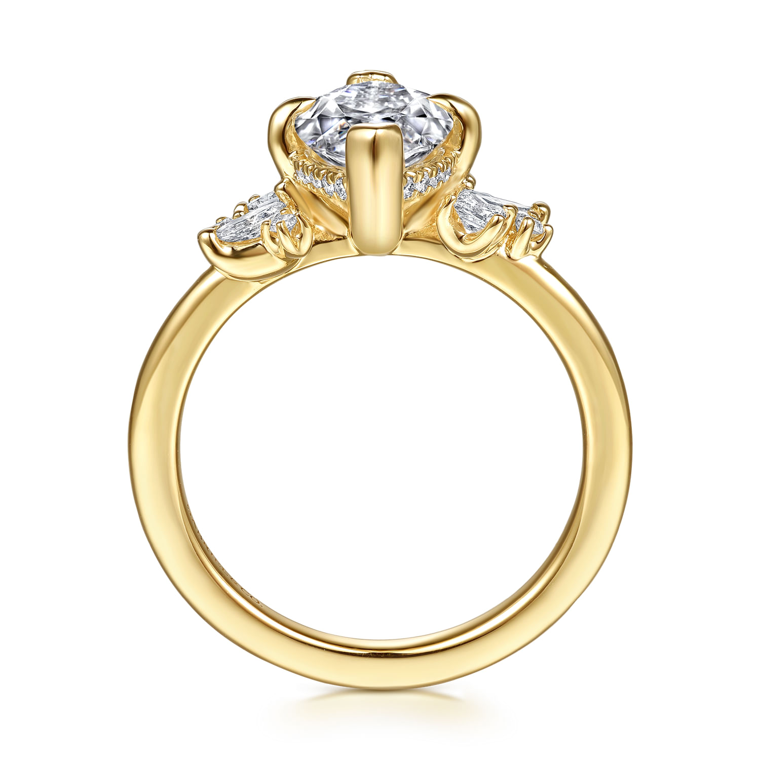 Cicely - 14K Yellow Gold Marquise Shape Diamond Engagement Ring - 0.3 ct - Shot 2