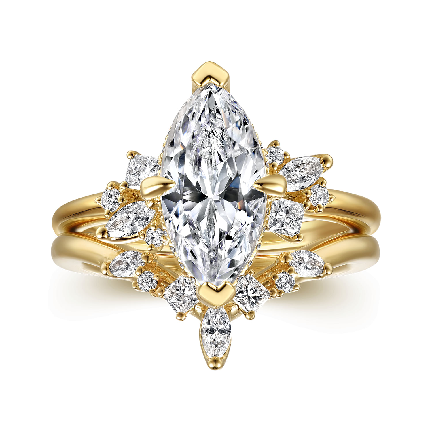 Cicely - 14K Yellow Gold Marquise Shape Diamond Engagement Ring - 0.3 ct - Shot 4