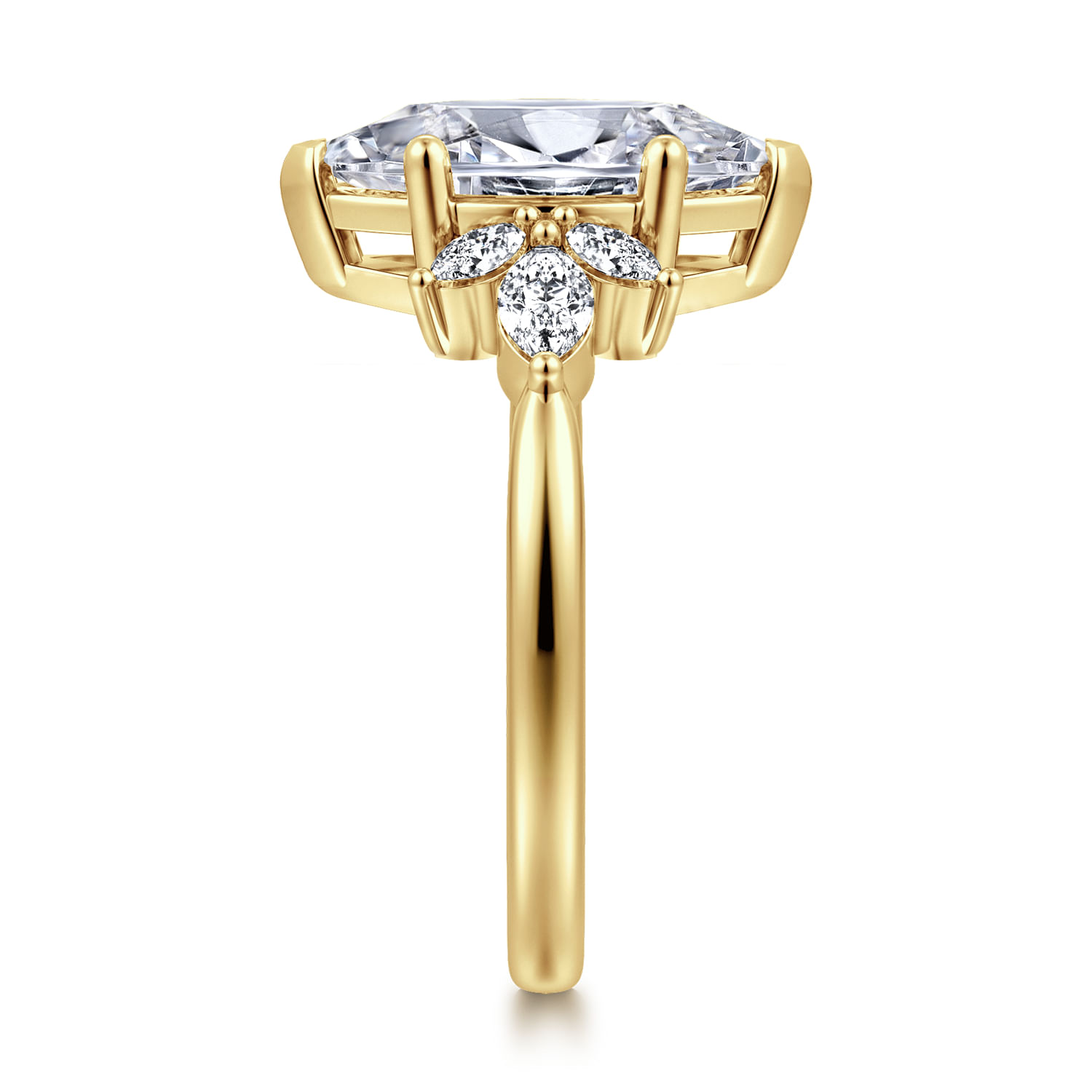 Bleine - 14K Yellow Gold Marquise Shape Diamond Engagement Ring - 0.35 ct - Shot 4