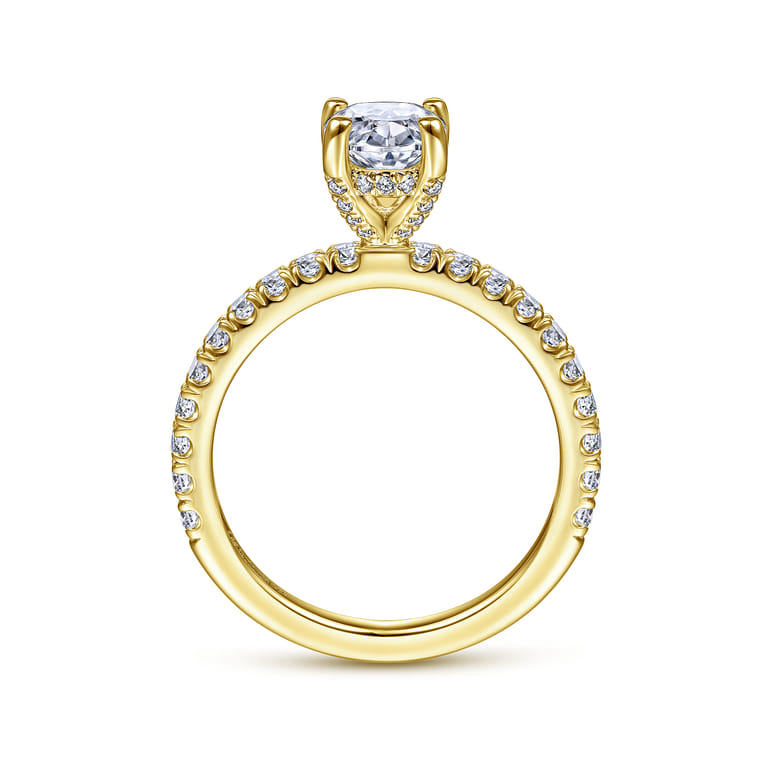 Amira - 14K Yellow Gold Oval Diamond Engagement Ring - 0.5 ct - Shot 2